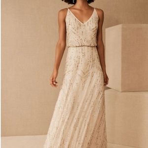 BHLDN Fidelia Beaded Maxi Dress - Oyster